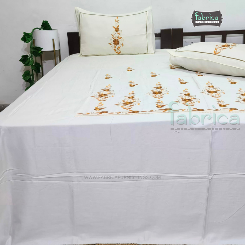 Luxurious Embroidered Pure Cotton King Size Bedsheet