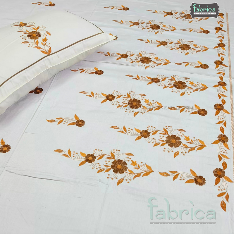 Luxurious Embroidered Pure Cotton King Size Bedsheet