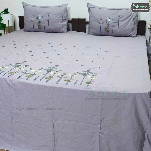 Luxurious Embroidered Pure Cotton King Size Bedsheet