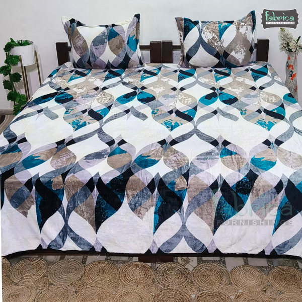 Cloudy King Size Winter Bedsheet Set