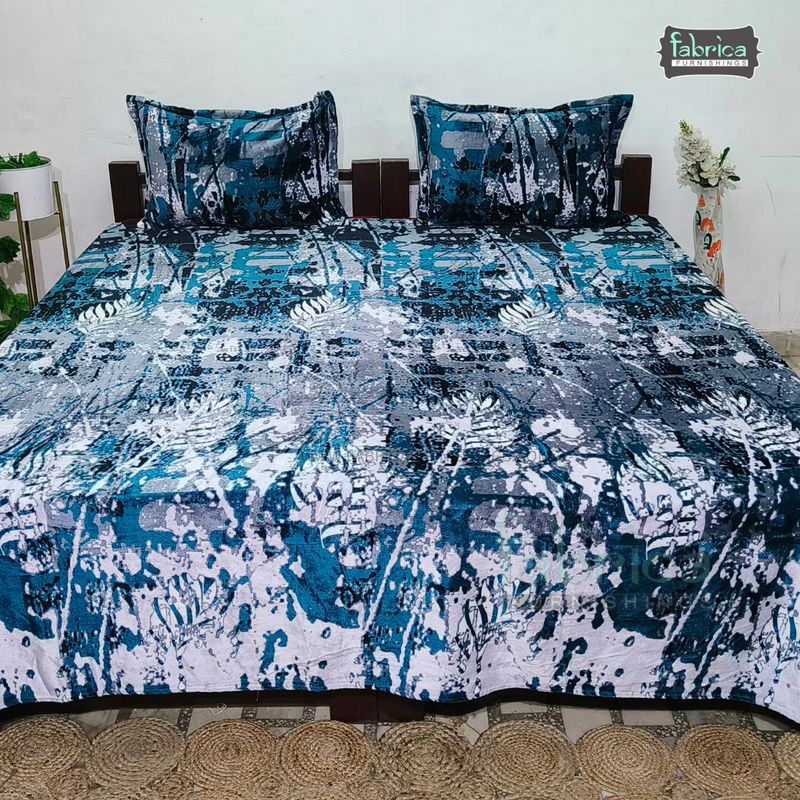 Cloudy King Size Winter Bedsheet Set