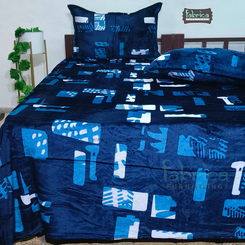 Cloudy King Size Winter Bedsheet Set