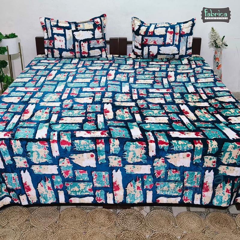 Cloudy King Size Winter Bedsheet Set