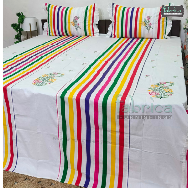 Decor Designer  Mix & Match Embroidered Cotton king Size Bed Sheets