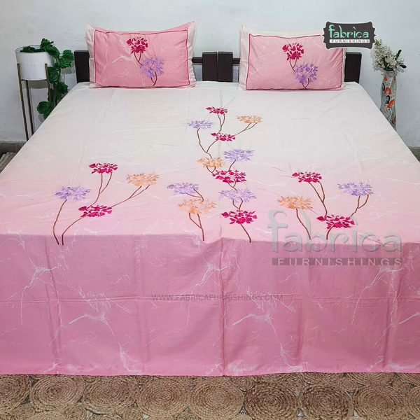 Fabby Home Designer Embroidered King Size Bedsheet Set