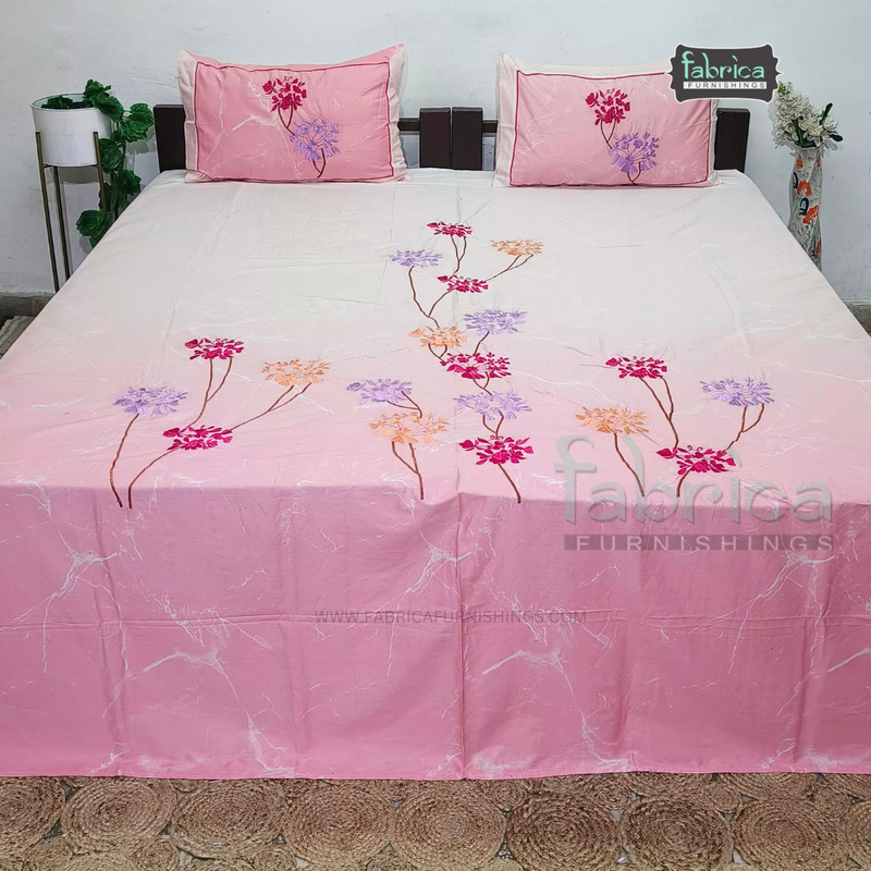 Fabby Home Designer Embroidered King Size Bedsheet Set