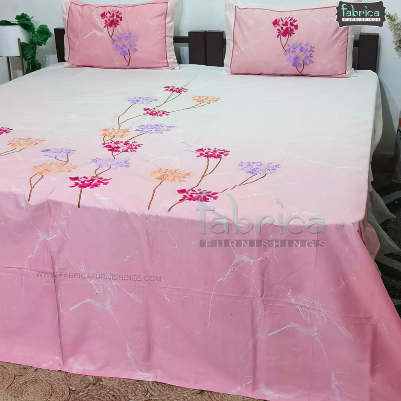 Fabby Home Designer Embroidered King Size Bedsheet Set