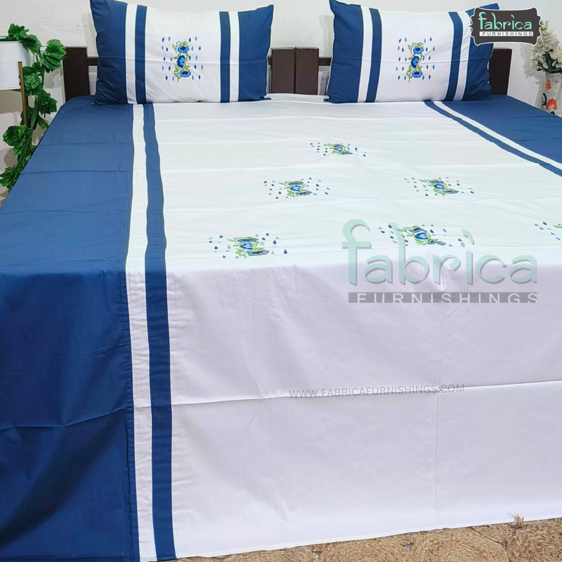 Fabby Home Designer Embroidered King Size Bedsheet Set