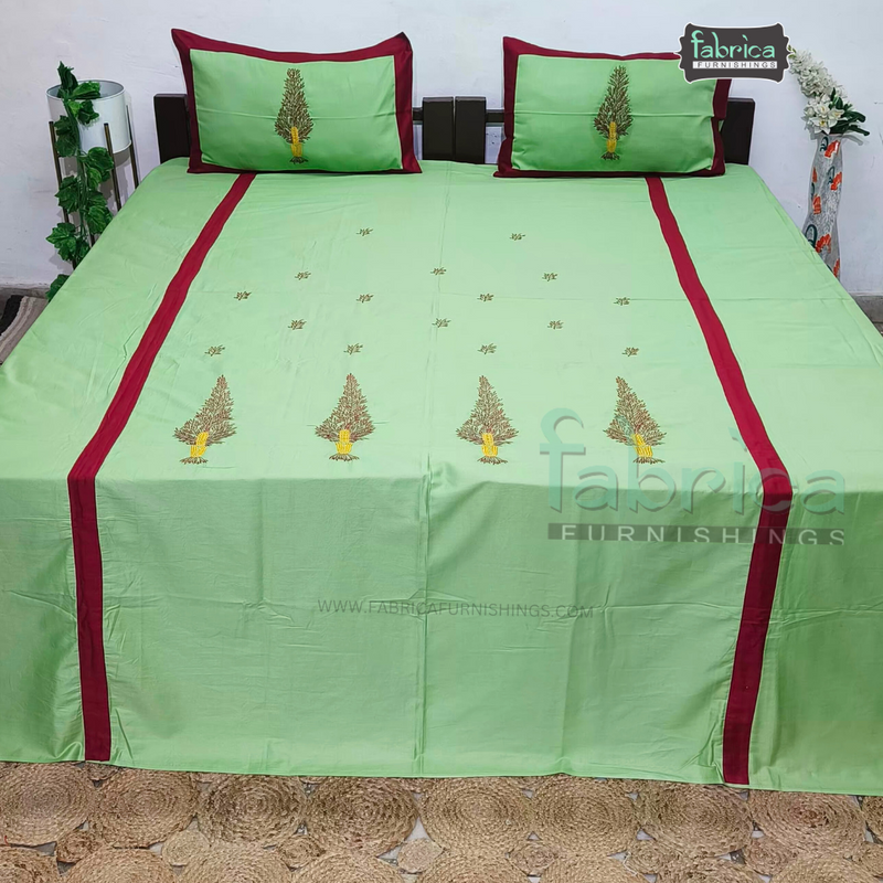 Designer Embroidered Pure Cotton  Mix & Match king Size Bed Sheets