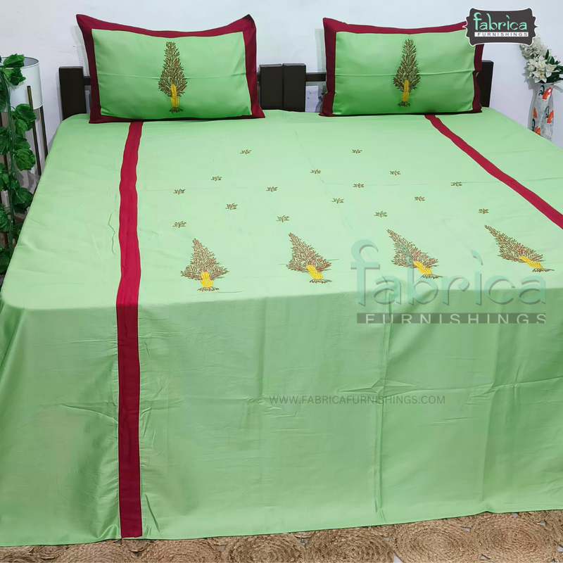 Designer Embroidered Pure Cotton  Mix & Match king Size Bed Sheets