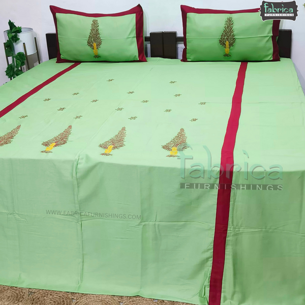 Designer Embroidered Pure Cotton  Mix & Match king Size Bed Sheets