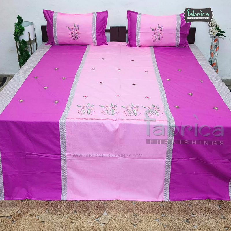 Designer Embroidered Pure Cotton  king Size Bed Sheets