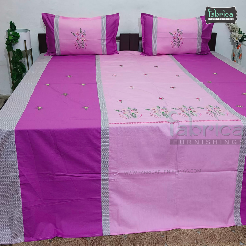 Designer Embroidered Pure Cotton  king Size Bed Sheets