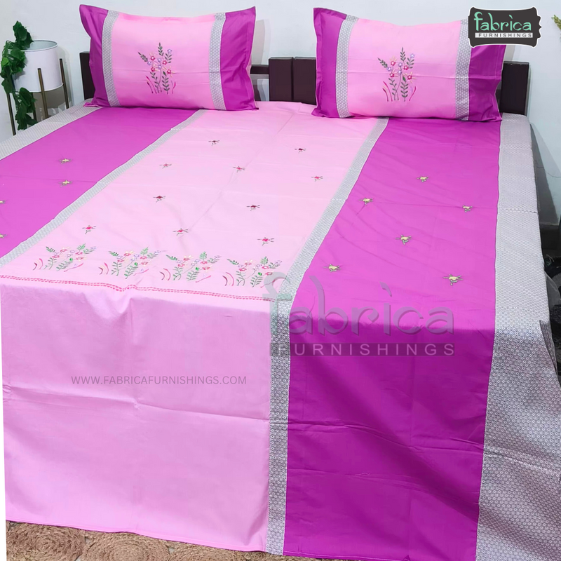 Designer Embroidered Pure Cotton  king Size Bed Sheets