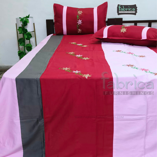 Designer Embroidered Pure Cotton  king Size Bed Sheets