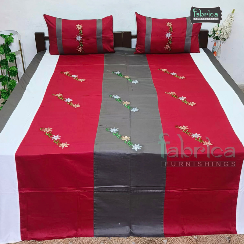 Designer Embroidered Pure Cotton  king Size Bed Sheets