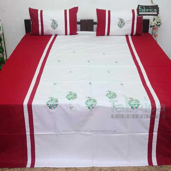 Fabby Home Designer Embroidered King Size Bedsheet Set