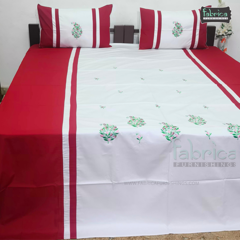 Fabby Home Designer Embroidered King Size Bedsheet Set