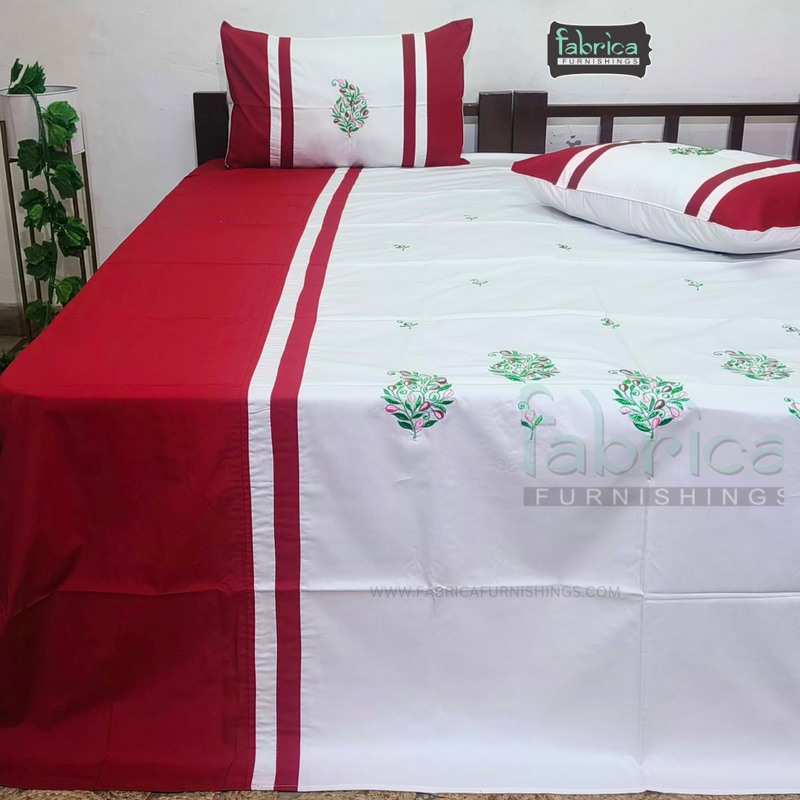 Fabby Home Designer Embroidered King Size Bedsheet Set