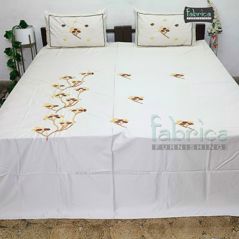 Fabby Home Designer Embroidered King Size Bedsheet Set