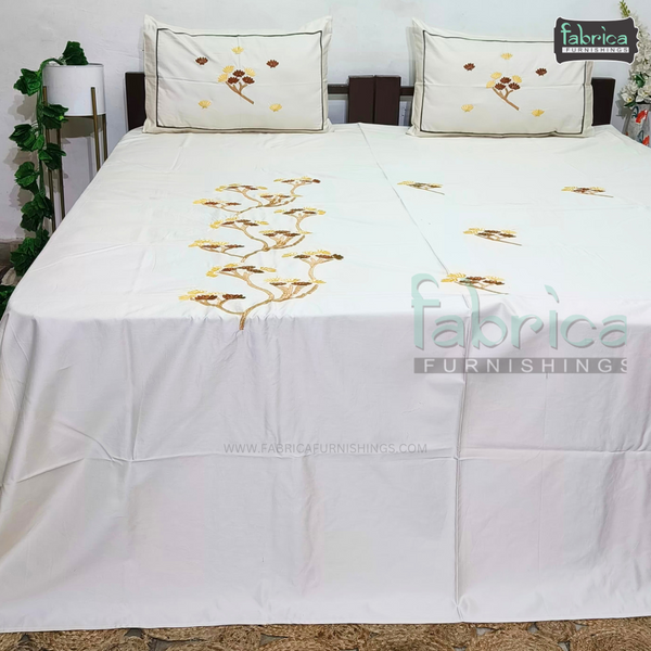 Fabby Home Designer Embroidered King Size Bedsheet Set