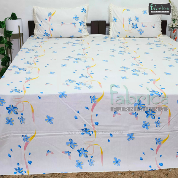 Fabby Pure Cotton King Size Lace Work Bedsheet set