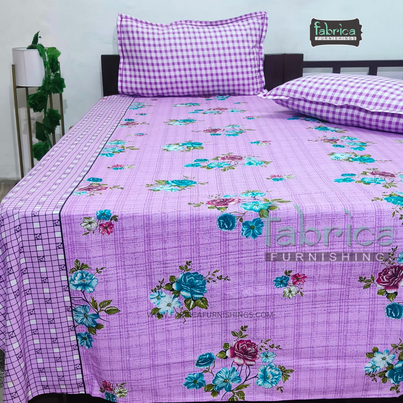 Fabby Decor Designer Print Cotton Double Bed Queen Size Bed Sheets