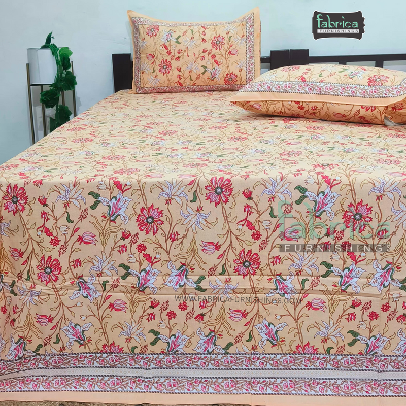 Fabby Decor Designer Kingsize Printed Pure Cotton Bedsheet