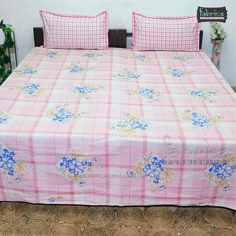 Fabby Decor Designer Print Cotton Double Bed Queen Size Bed Sheets