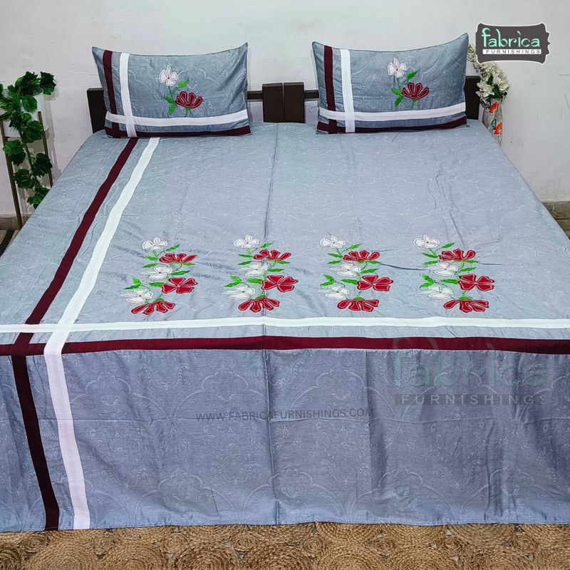 Luxurious Patchwork Embroidered Pure Cotton King Size Bedsheet