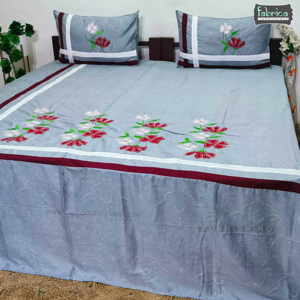 Luxurious Patchwork Embroidered Pure Cotton King Size Bedsheet