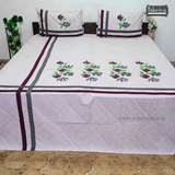 Luxurious Patchwork Embroidered Pure Cotton King Size Bedsheet