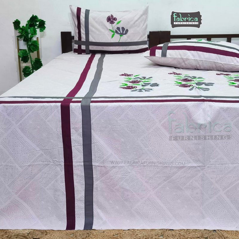 Luxurious Patchwork Embroidered Pure Cotton King Size Bedsheet