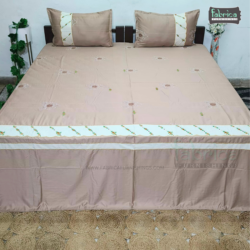 Fabby Decor Designer Kingsize Embroidered  Pure Cotton Bedsheet