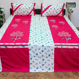 Fabby Designer Pure Cotton Mix & Match  King Size Embroidered Bedsheet