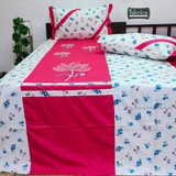 Fabby Designer Pure Cotton Mix & Match  King Size Embroidered Bedsheet