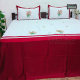 Fabby Designer Pure Cotton King Size Embroidered Bedsheet