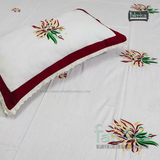 Fabby Designer Pure Cotton King Size Embroidered Bedsheet