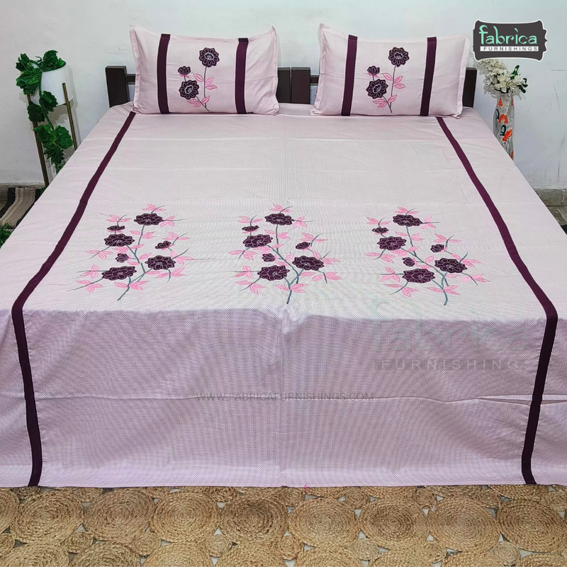 Fabby Decor Designer Mix & Match Patchwork Pure Cotton King Size Embroidered Bedsheet