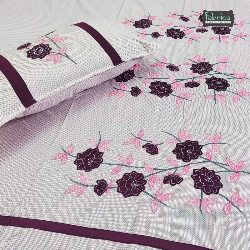 Fabby Decor Designer Mix & Match Patchwork Pure Cotton King Size Embroidered Bedsheet