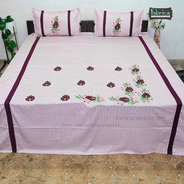 Fabby Decor Designer Mix & Match Patchwork Pure Cotton King Size Embroidered Bedsheet