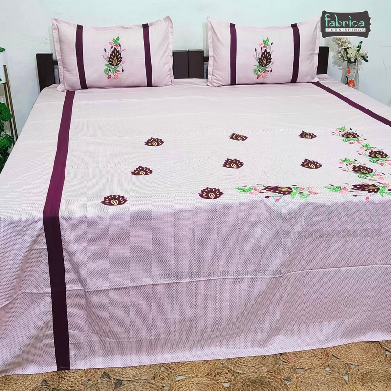 Fabby Decor Designer Mix & Match Patchwork Pure Cotton King Size Embroidered Bedsheet