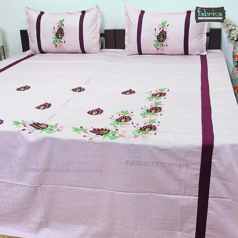 Fabby Decor Designer Mix & Match Patchwork Pure Cotton King Size Embroidered Bedsheet