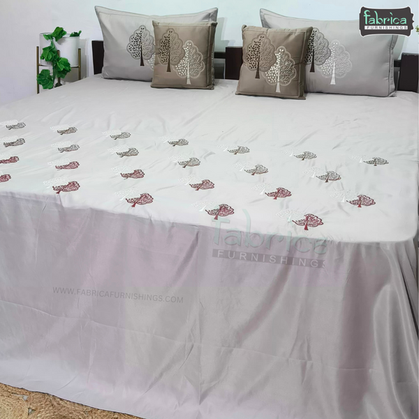 Crown Comfort Superfine Embroidered 5 piece King Size Bed Sheet