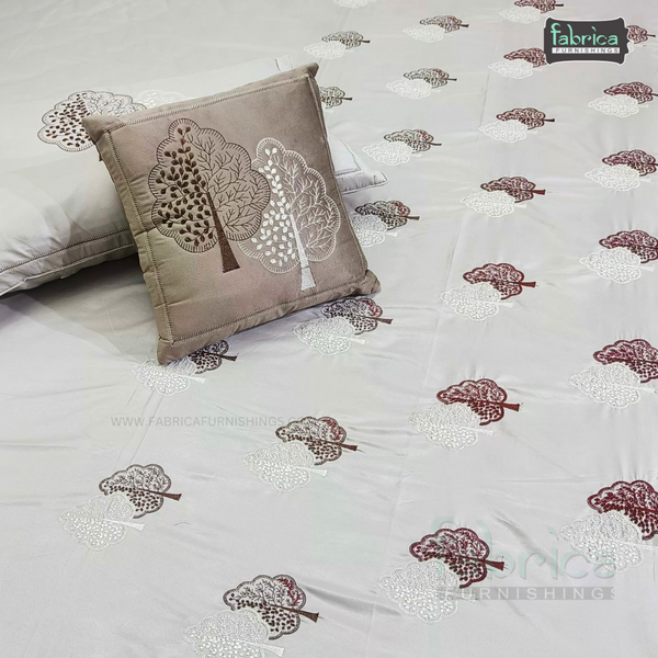 Crown Comfort Superfine Embroidered 5 piece King Size Bed Sheet