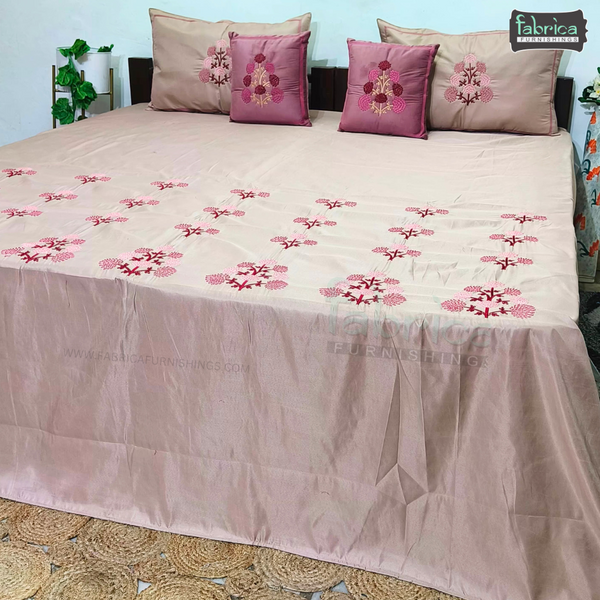 Crown Comfort Superfine Embroidered 5 piece King Size Bed Sheet