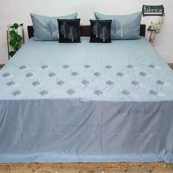 Crown Comfort Superfine Embroidered 5 piece King Size Bed Sheet