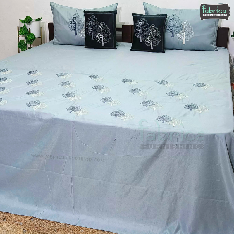 Crown Comfort Superfine Embroidered 5 piece King Size Bed Sheet