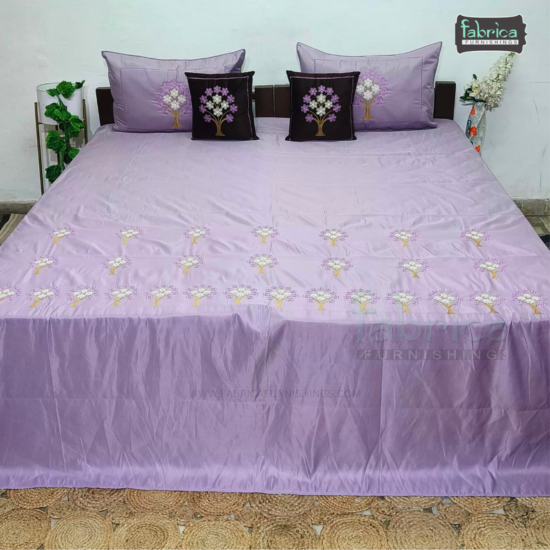 Crown Comfort Superfine Embroidered 5 piece King Size Bed Sheet