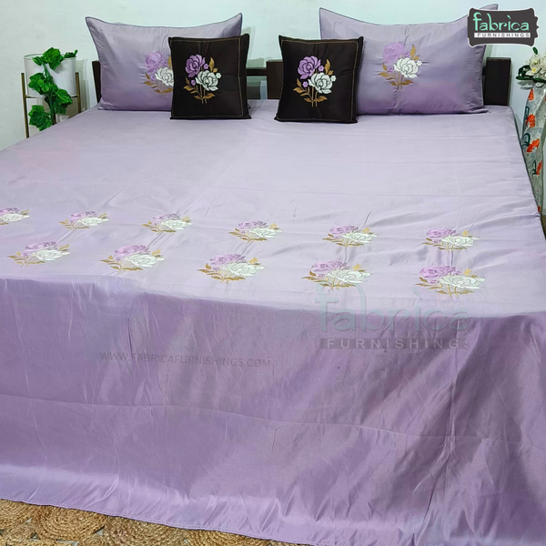 Crown Comfort Superfine Embroidered 5 piece King Size Bed Sheet